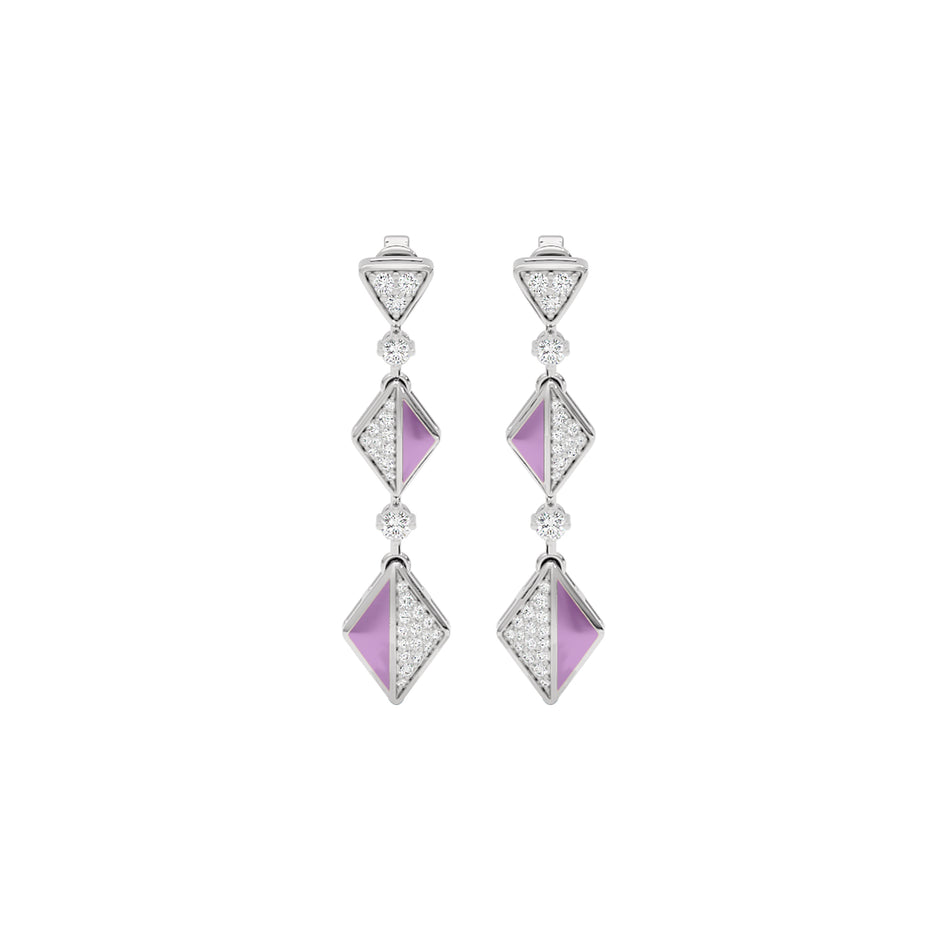 Pinkish Play Fashion Diamond Dangler Earrings 18 KT / White Gold