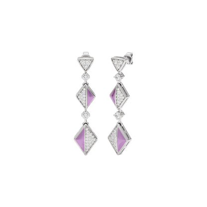 Pinkish Play Fashion Diamond Dangler Earrings 18 KT / White Gold