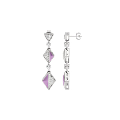 Pinkish Play Fashion Diamond Dangler Earrings 18 KT / White Gold