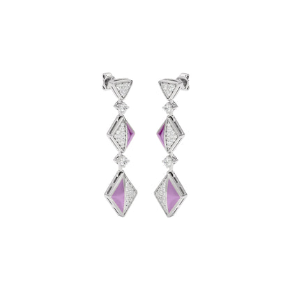 Pinkish Play Fashion Diamond Dangler Earrings 18 KT / White Gold