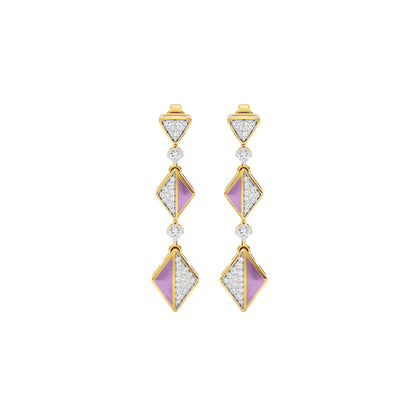 Pinkish Play Fashion Diamond Dangler Earrings 18 KT / Yellow Gold