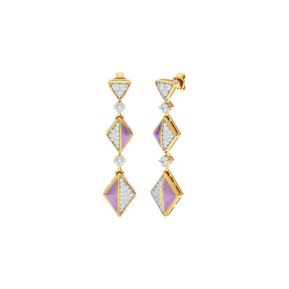 Pinkish Play Fashion Diamond Dangler Earrings 18 KT / Yellow Gold