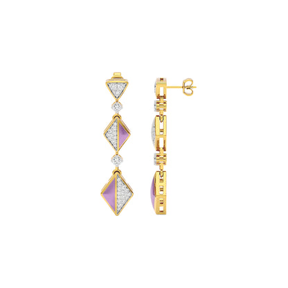 Pinkish Play Fashion Diamond Dangler Earrings 18 KT / Yellow Gold