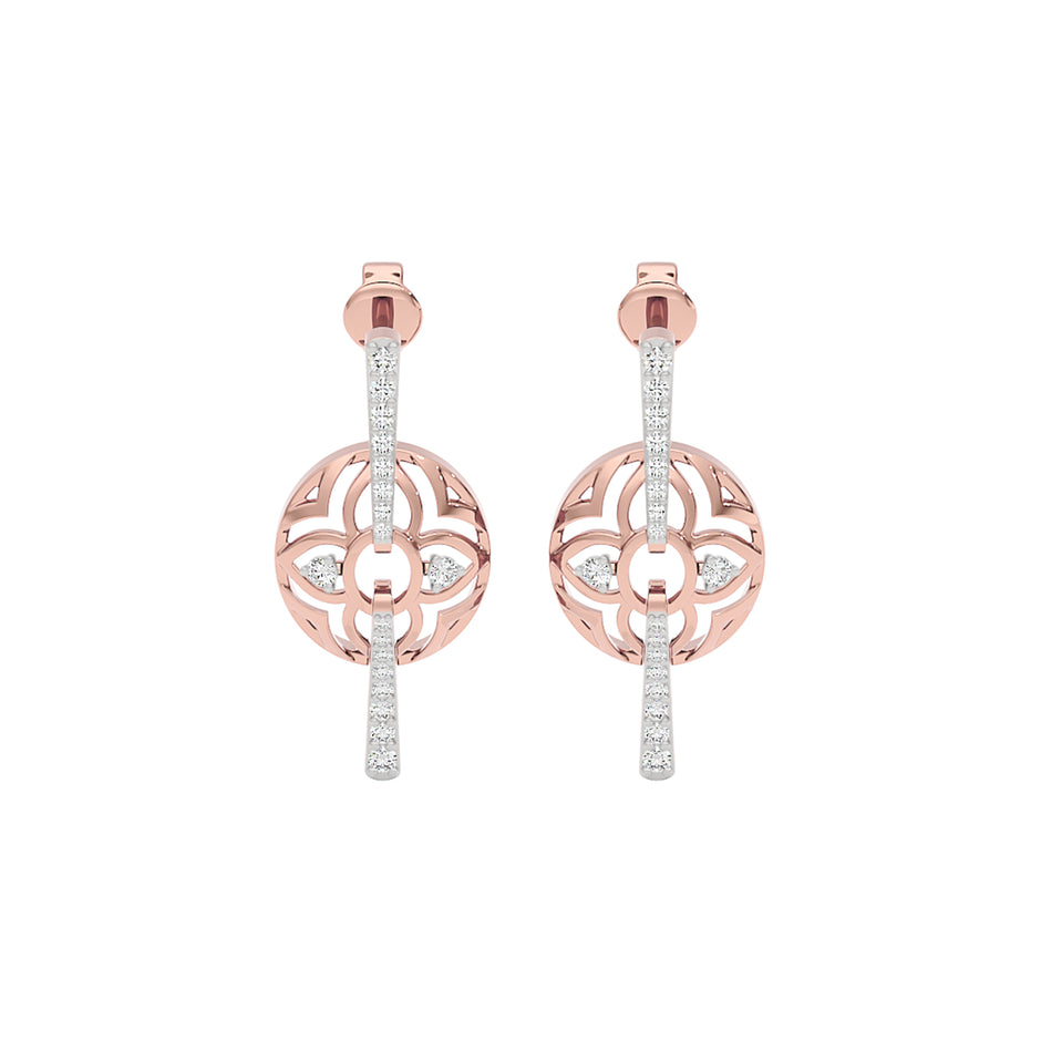 Goldloop Lamps Fashion Diamond Dangler Earrings 18 KT / Rose Gold