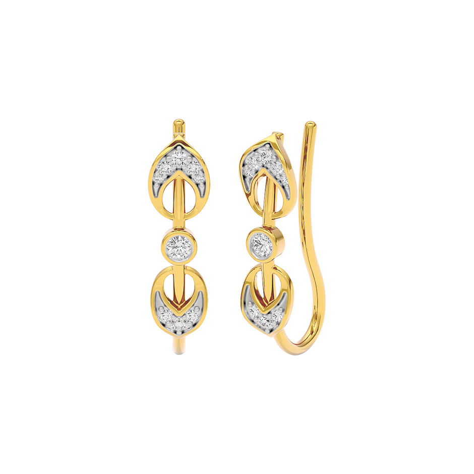 Brilliant Swirl Fashion Diamond Hoop Earrings 18 KT / Yellow Gold
