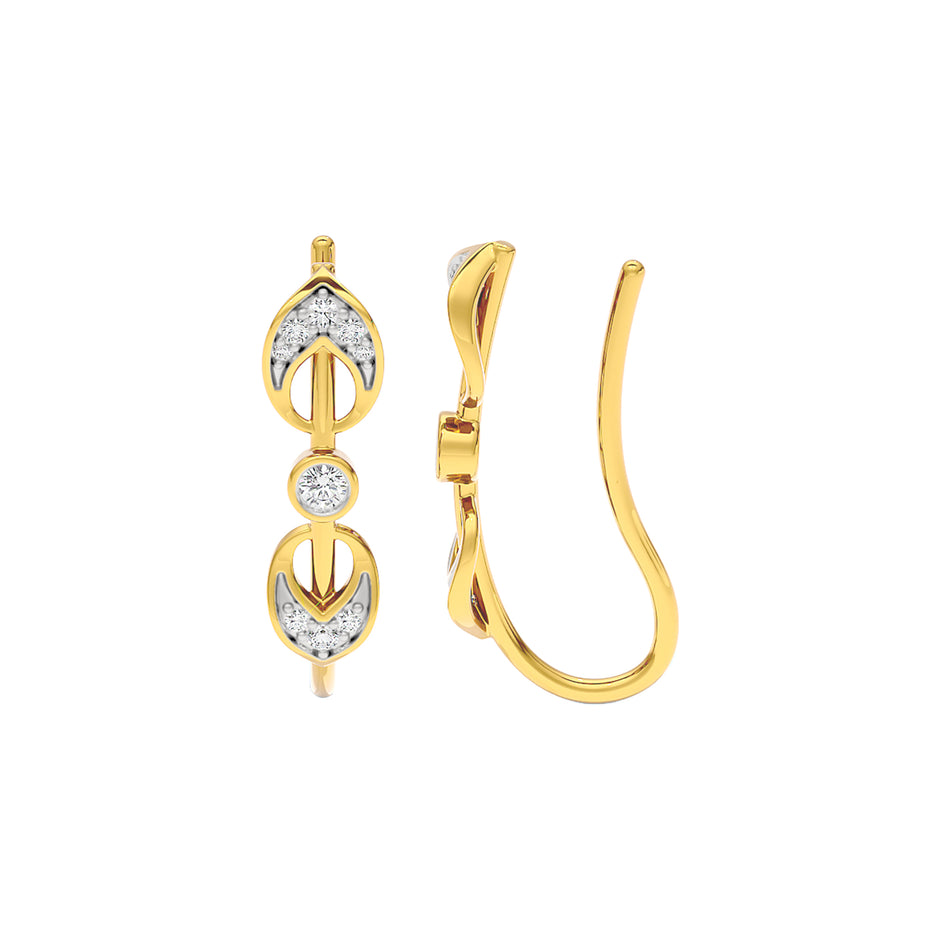 Brilliant Swirl Fashion Diamond Hoop Earrings 18 KT / Yellow Gold