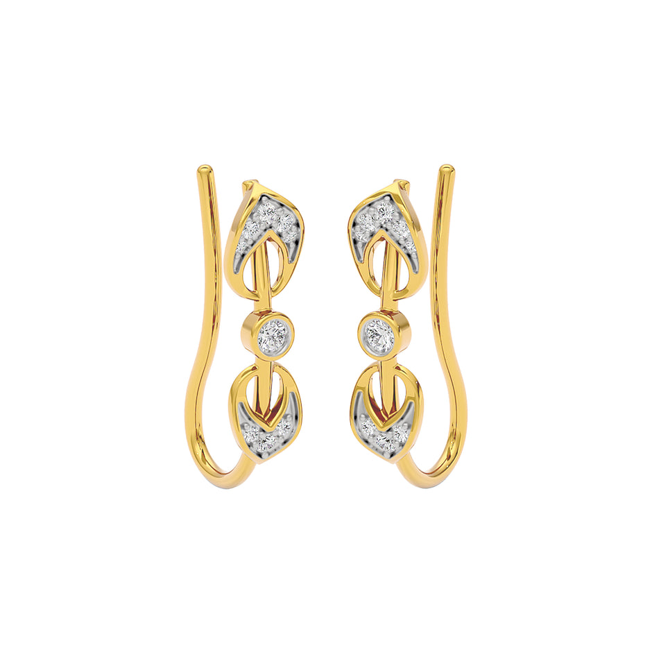 Brilliant Swirl Fashion Diamond Hoop Earrings 18 KT / Yellow Gold
