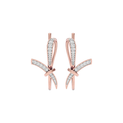 Ribbon Fashion Diamond Hoop Earrings 18 KT / Rose Gold