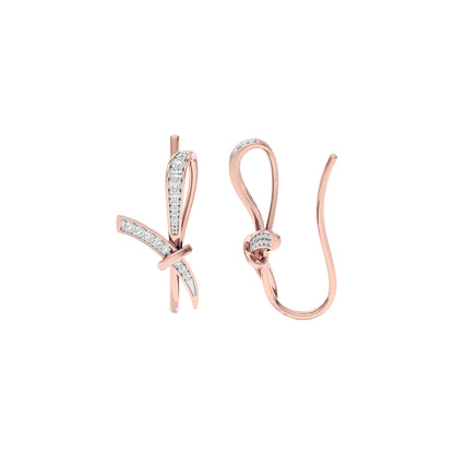 Ribbon Fashion Diamond Hoop Earrings 18 KT / Rose Gold