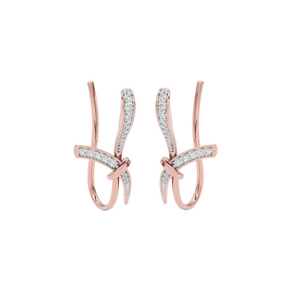 Ribbon Fashion Diamond Hoop Earrings 18 KT / Rose Gold
