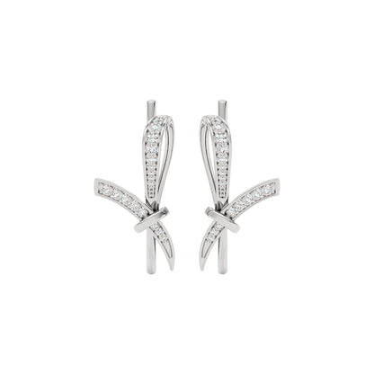 Ribbon Fashion Diamond Hoop Earrings 18 KT / White Gold