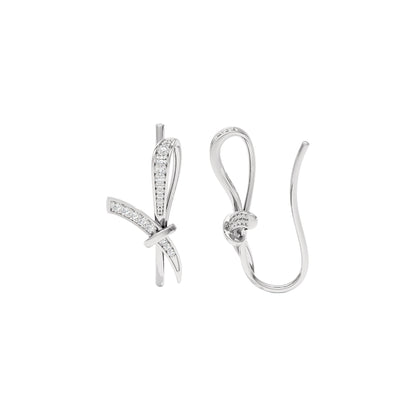Ribbon Fashion Diamond Hoop Earrings 18 KT / White Gold