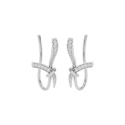 Ribbon Fashion Diamond Hoop Earrings 18 KT / White Gold