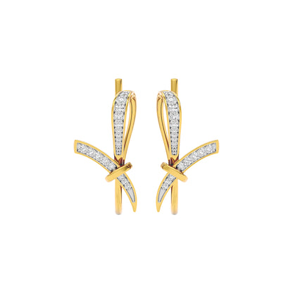 Ribbon Fashion Diamond Hoop Earrings 18 KT / Yellow Gold