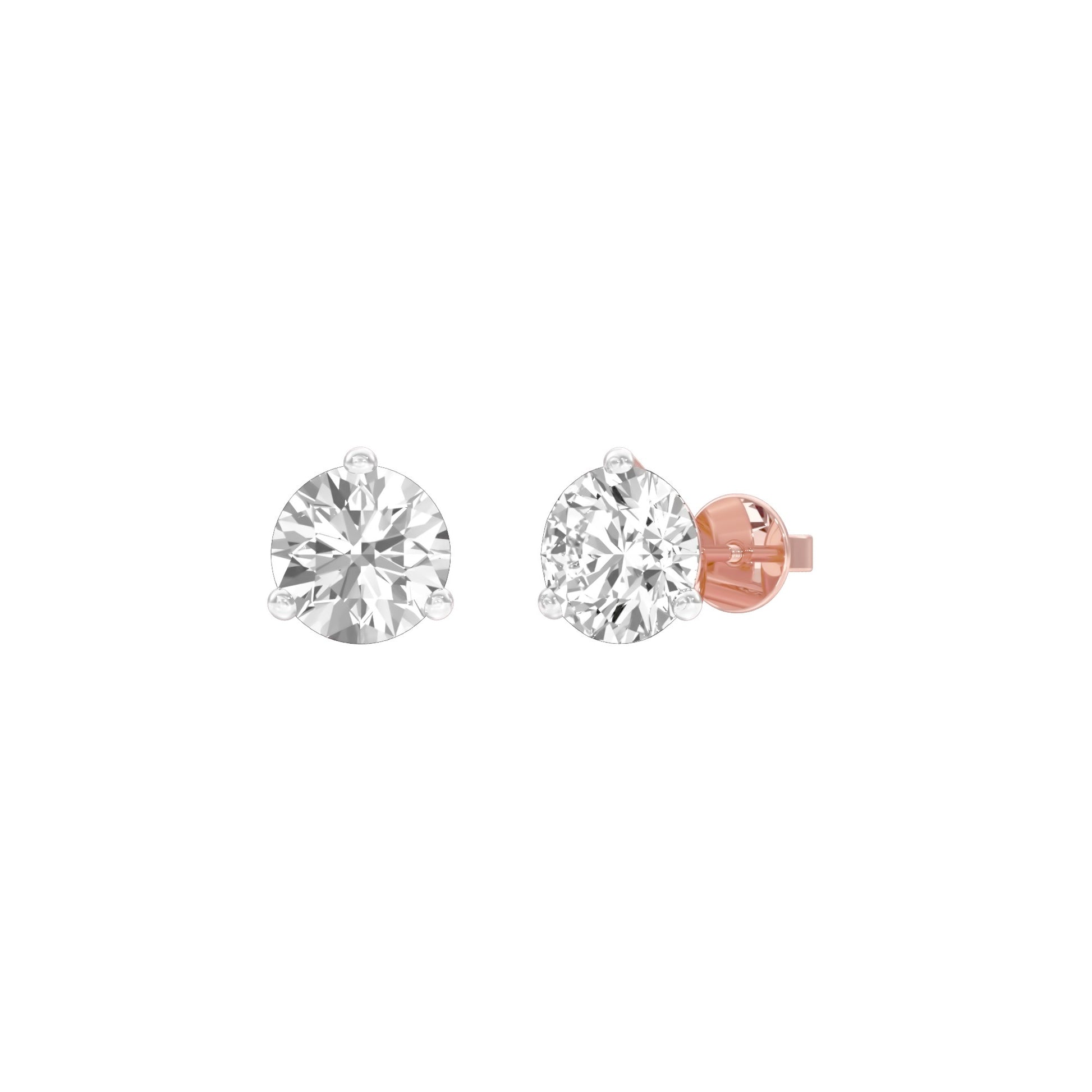 Ideal Round Diamond Stud Earrings 18 KT / Rose Gold