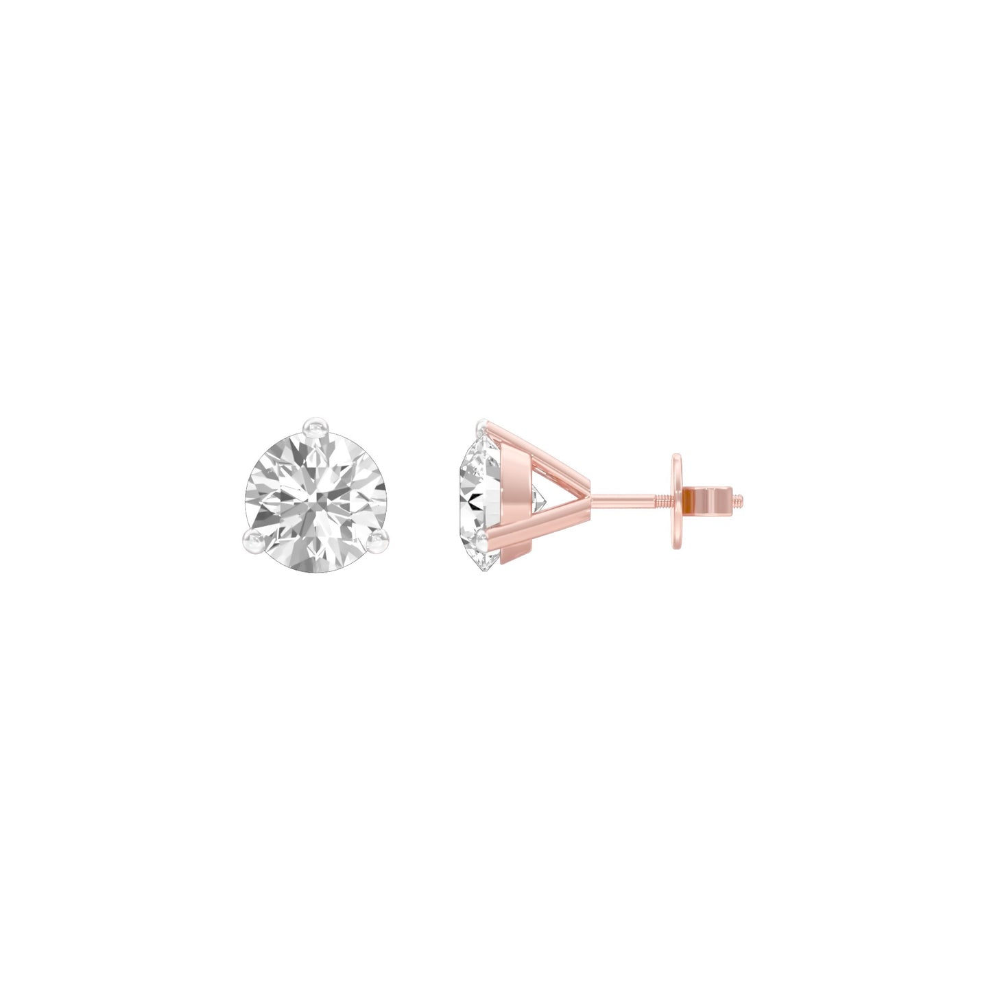 Ideal Round Diamond Stud Earrings 18 KT / Rose Gold