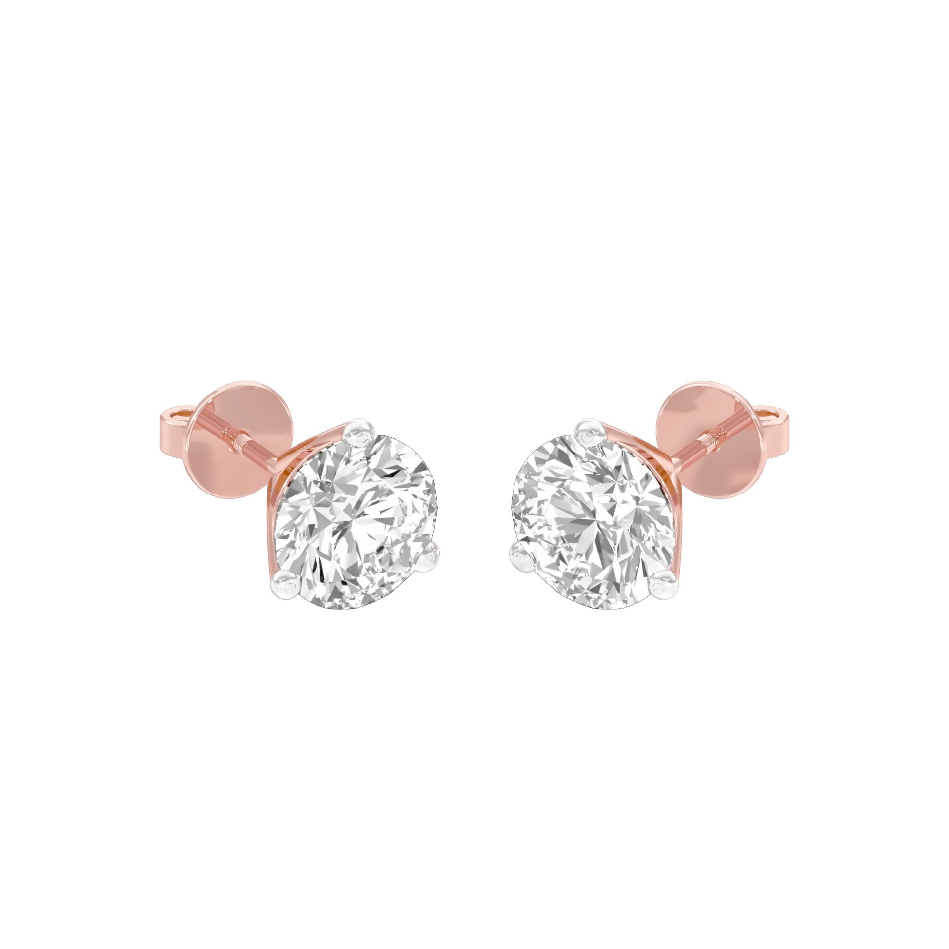 Ideal Round Diamond Stud Earrings 18 KT / Rose Gold
