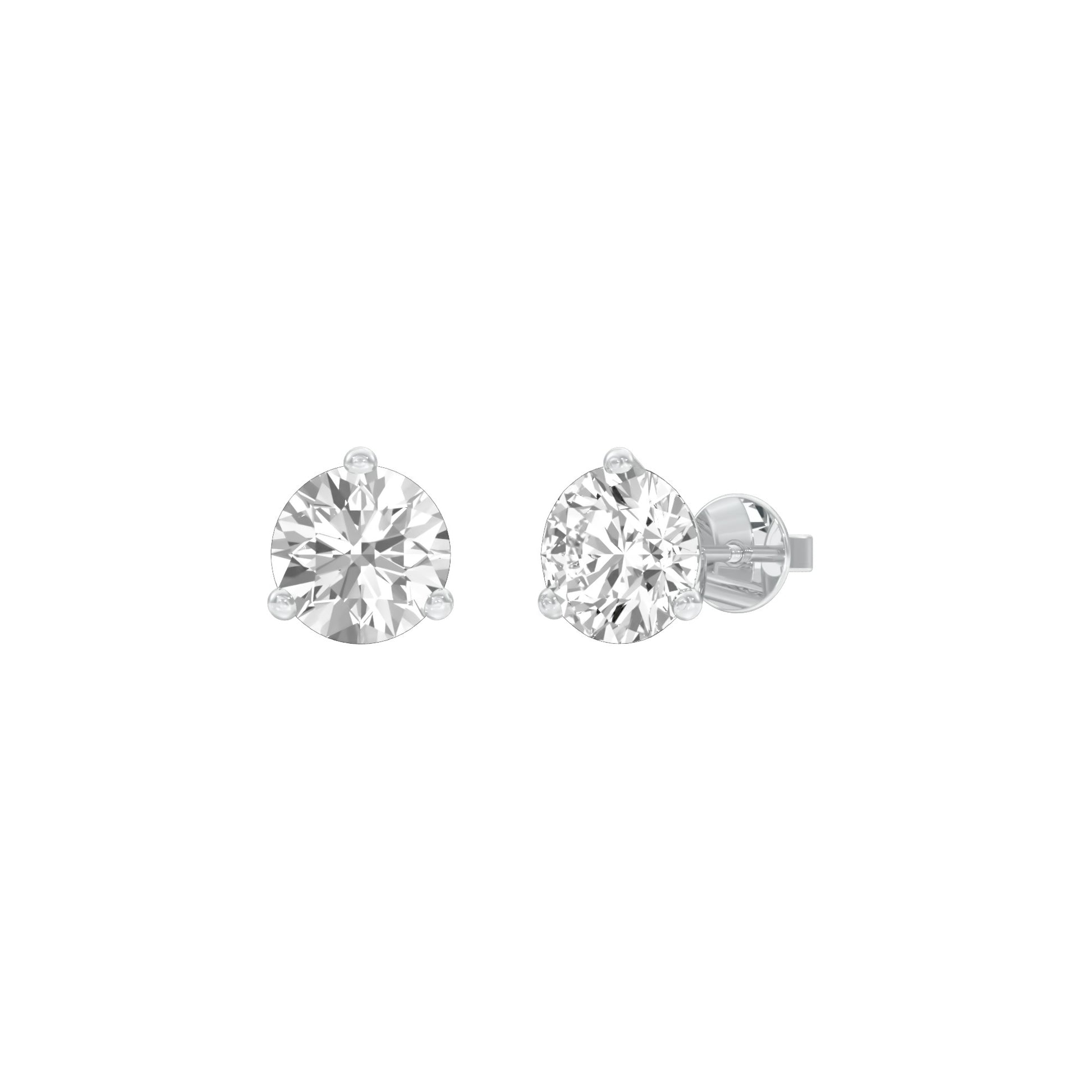 Ideal Round Diamond Stud Earrings 18 KT / White Gold