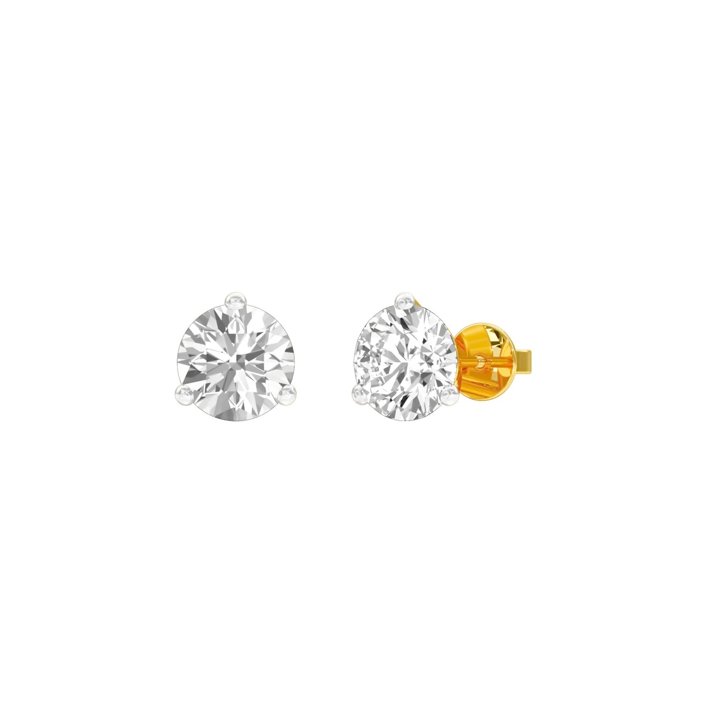 Ideal Round Diamond Stud Earrings 18 KT / Yellow Gold