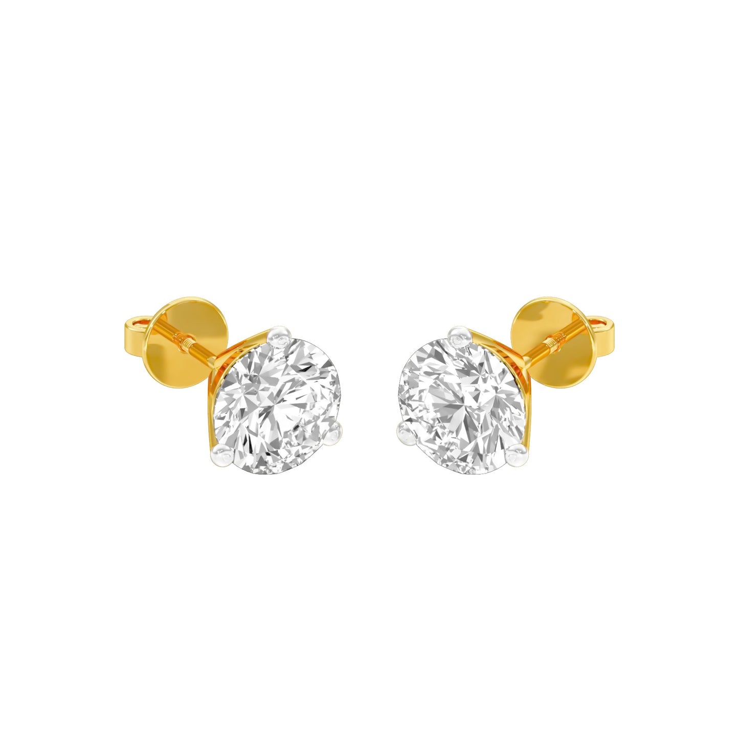Ideal Round Diamond Stud Earrings 18 KT / Yellow Gold