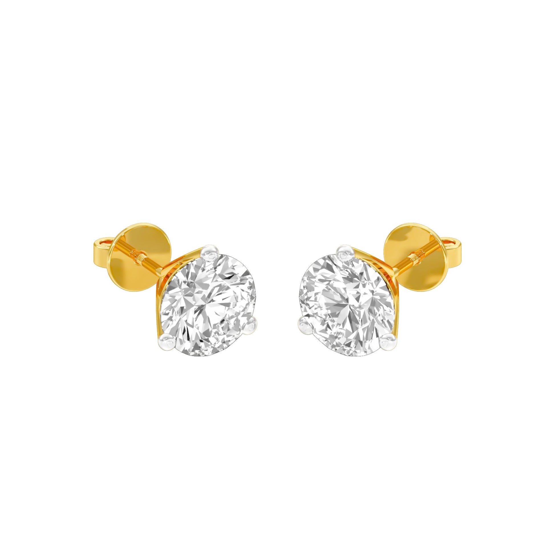 Ideal Round Diamond Stud Earrings 18 KT / Yellow Gold