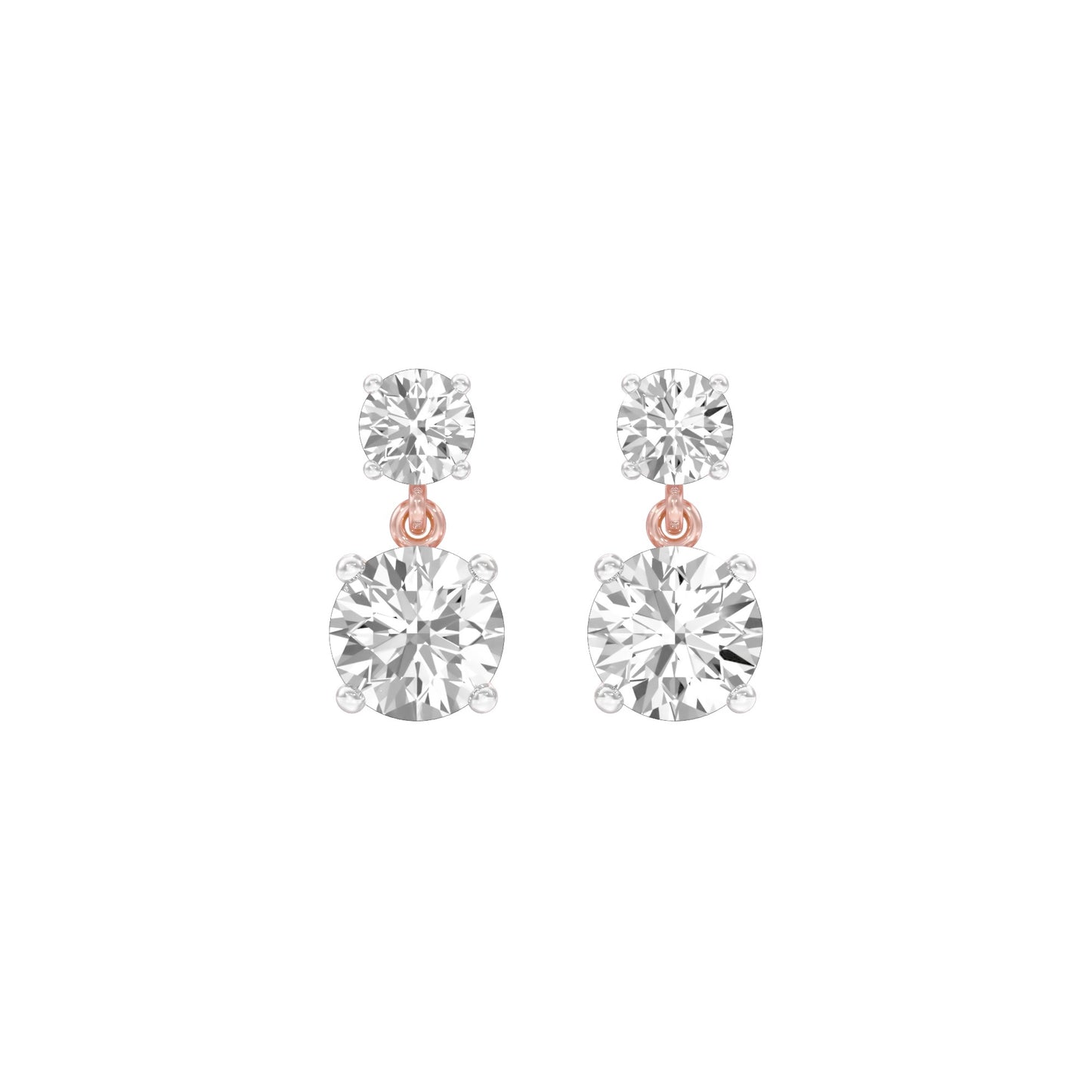 Twin Round Dimaond Stud Earrings 18 KT / Rose Gold