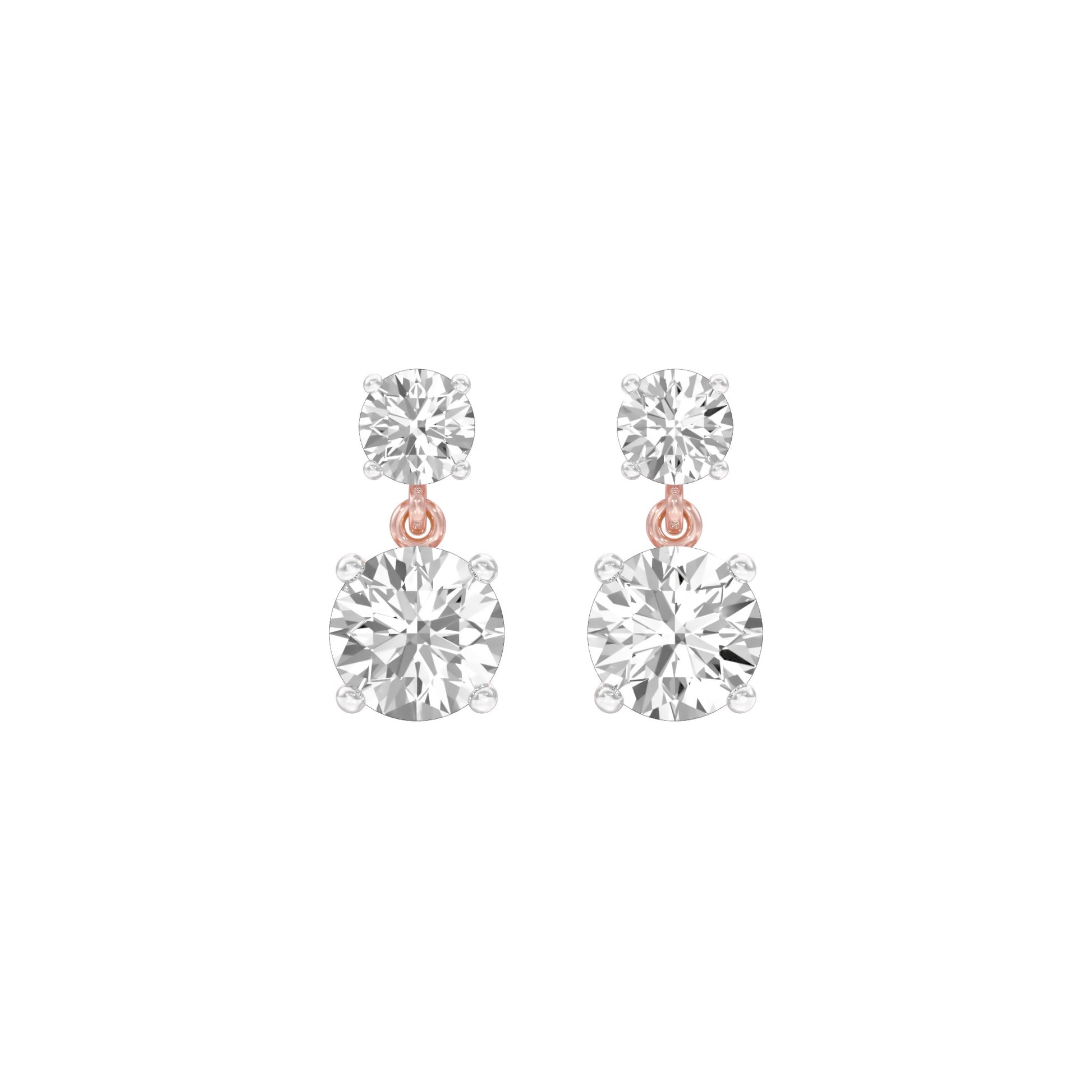 Twin Round Dimaond Stud Earrings 18 KT / Rose Gold