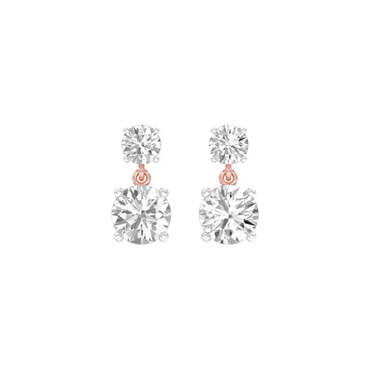 Twin Round Dimaond Stud Earrings 18 KT / Rose Gold