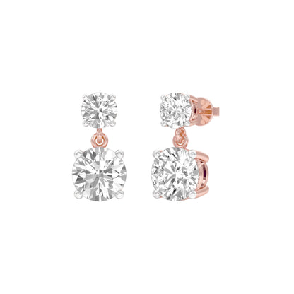 Twin Round Dimaond Stud Earrings 18 KT / Rose Gold