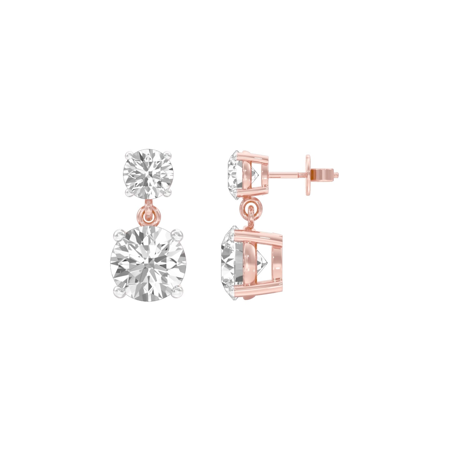 Twin Round Dimaond Stud Earrings 18 KT / Rose Gold