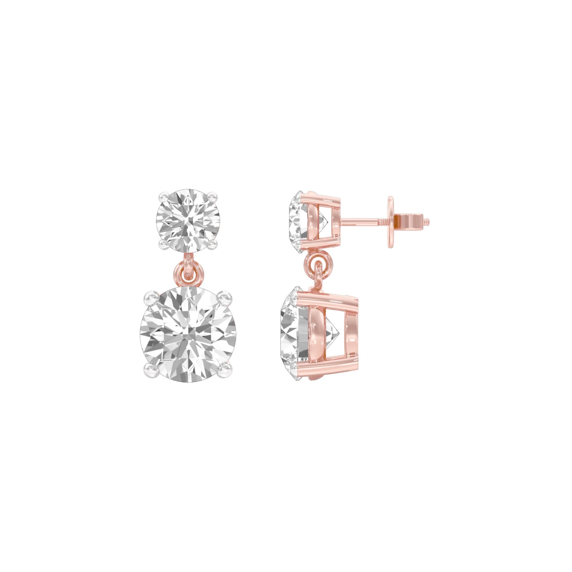 Twin Round Dimaond Stud Earrings 18 KT / Rose Gold
