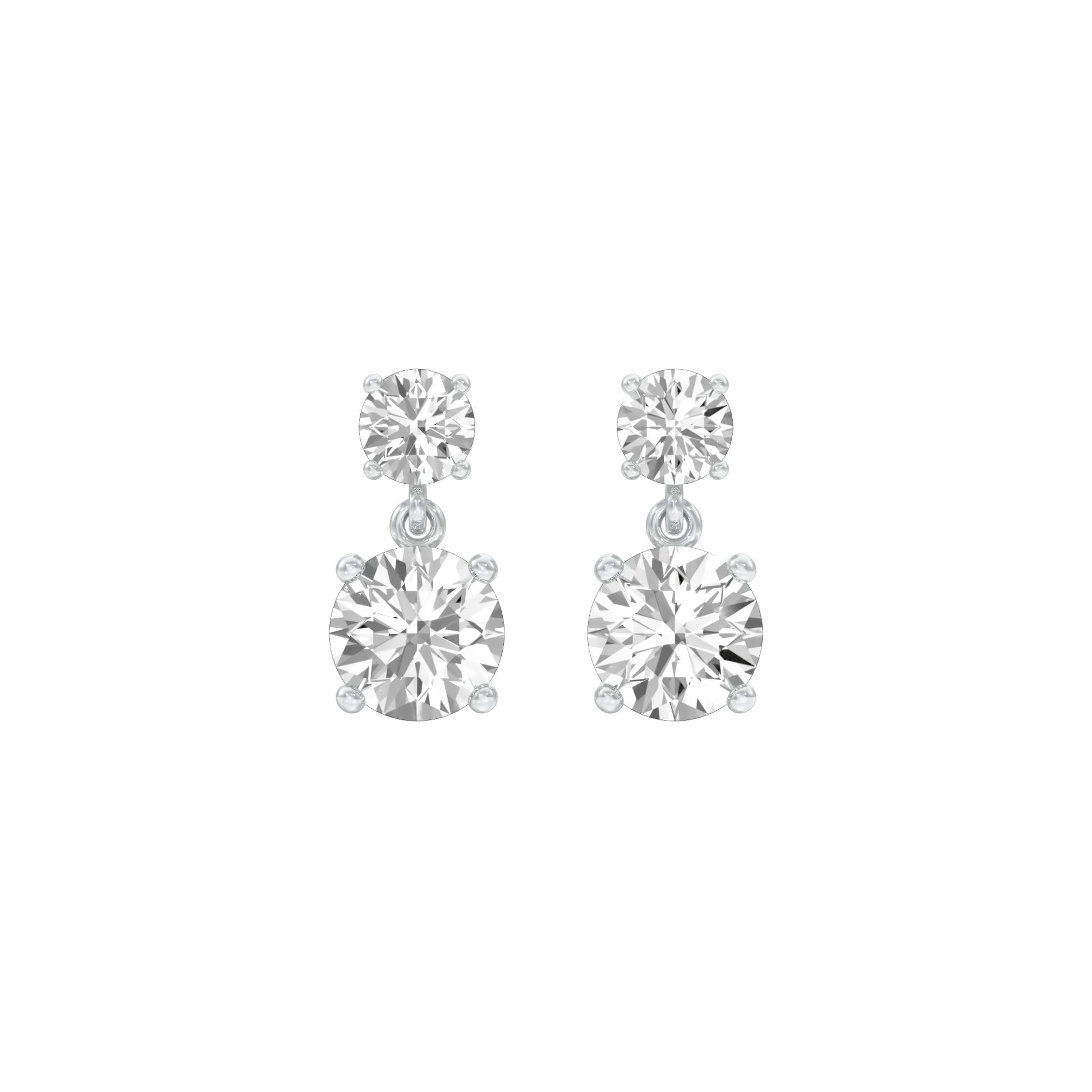 Twin Round Dimaond Stud Earrings 18 KT / White Gold