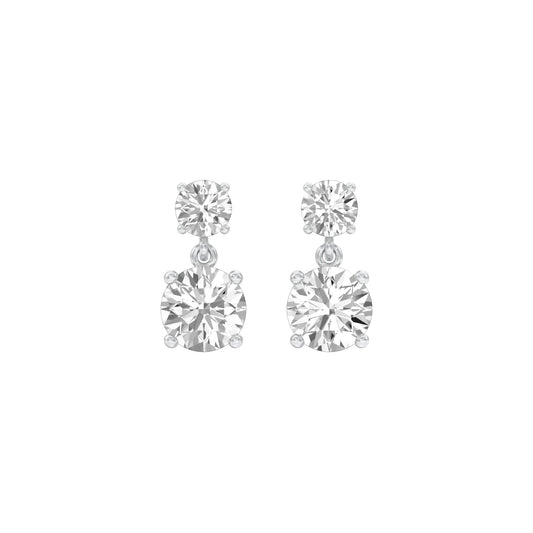 Twin Round Dimaond Stud Earrings 18 KT / White Gold