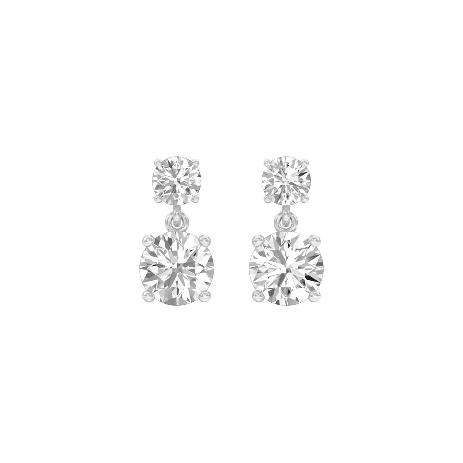 Twin Round Dimaond Stud Earrings 18 KT / White Gold
