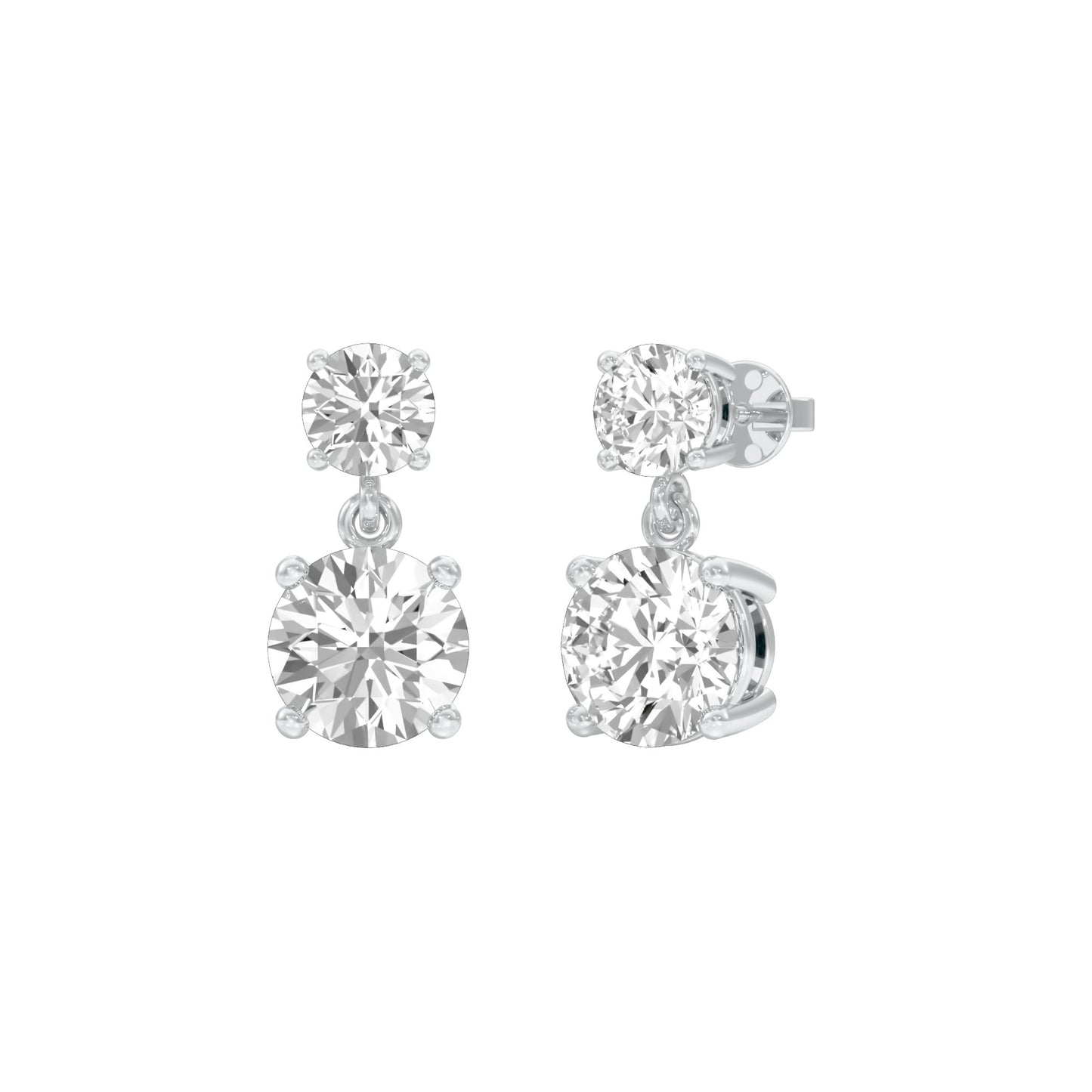 Twin Round Dimaond Stud Earrings 18 KT / White Gold