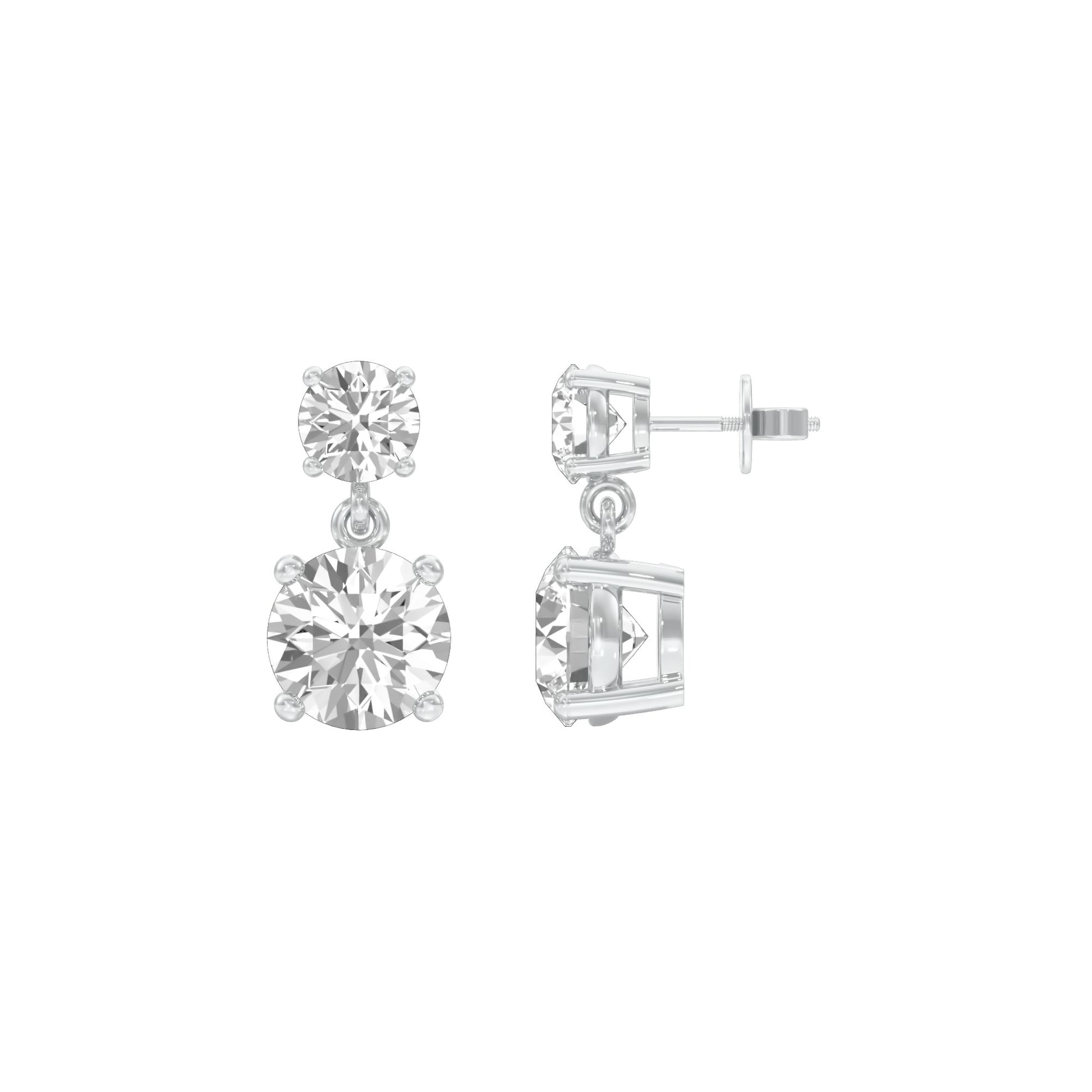 Twin Round Dimaond Stud Earrings 18 KT / White Gold