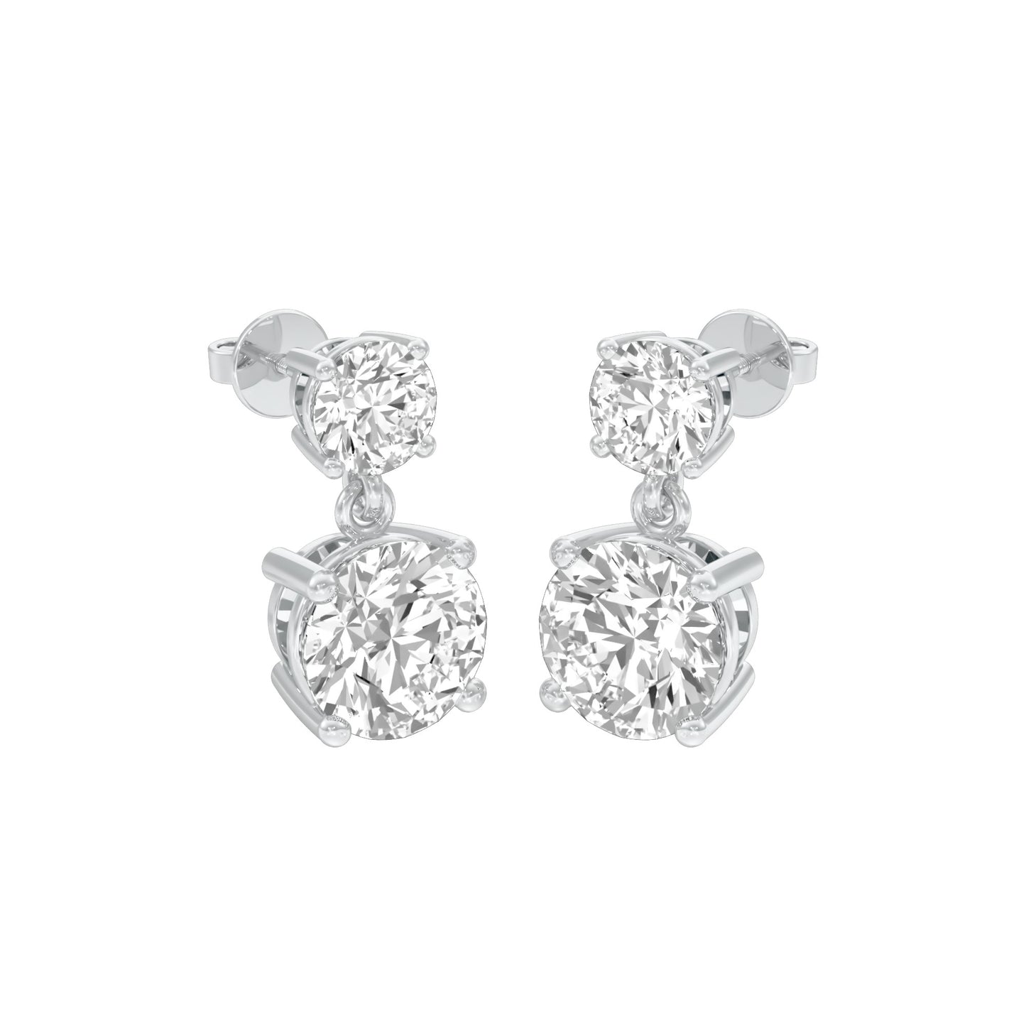 Twin Round Dimaond Stud Earrings 18 KT / White Gold