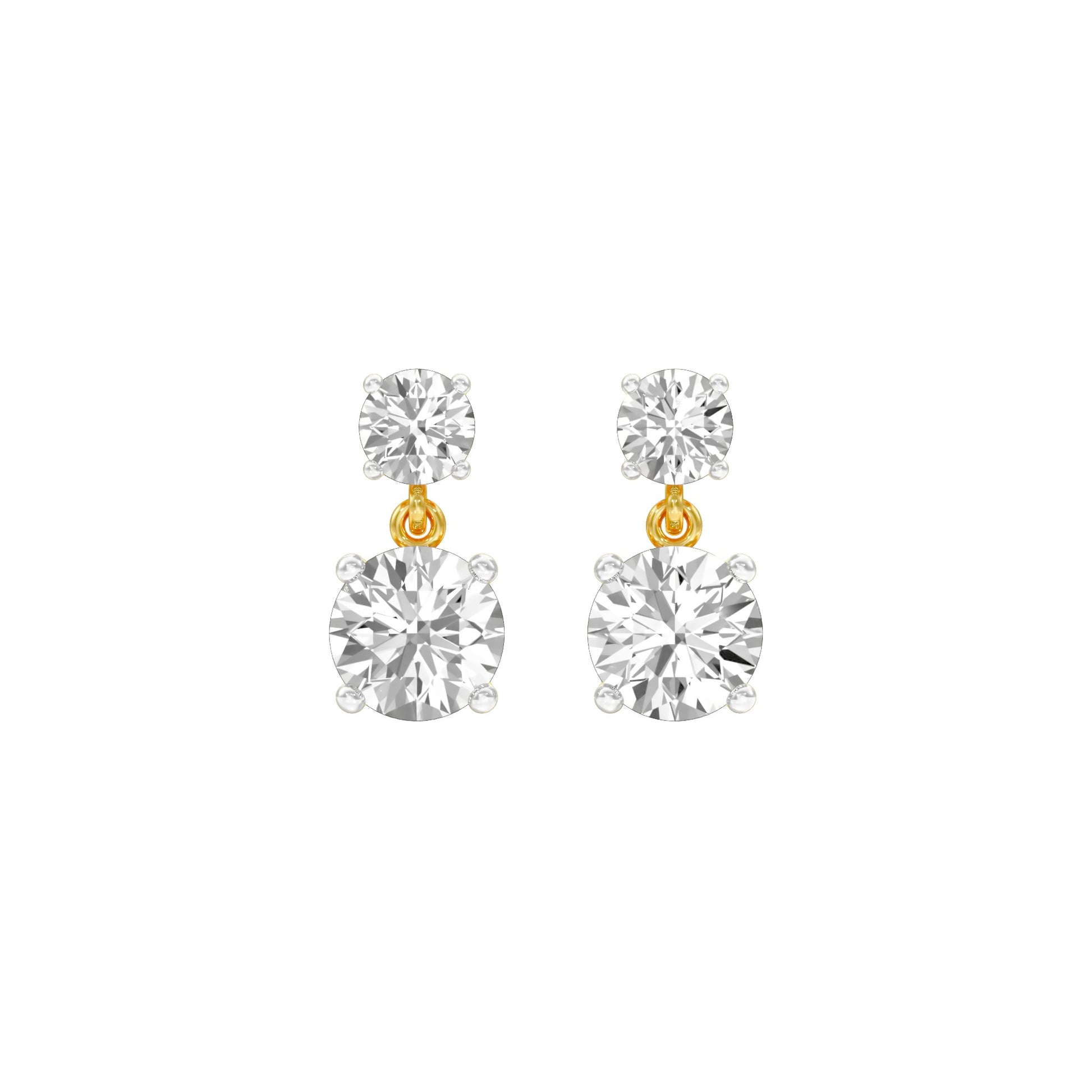Twin Round Dimaond Stud Earrings 18 KT / Yellow Gold