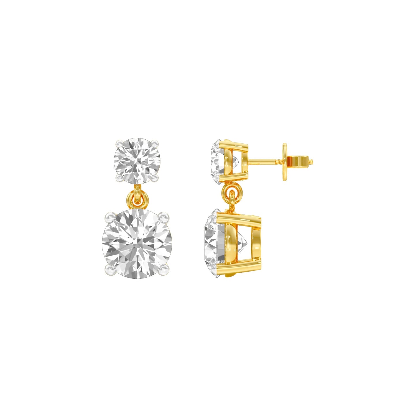 Twin Round Dimaond Stud Earrings 18 KT / Yellow Gold