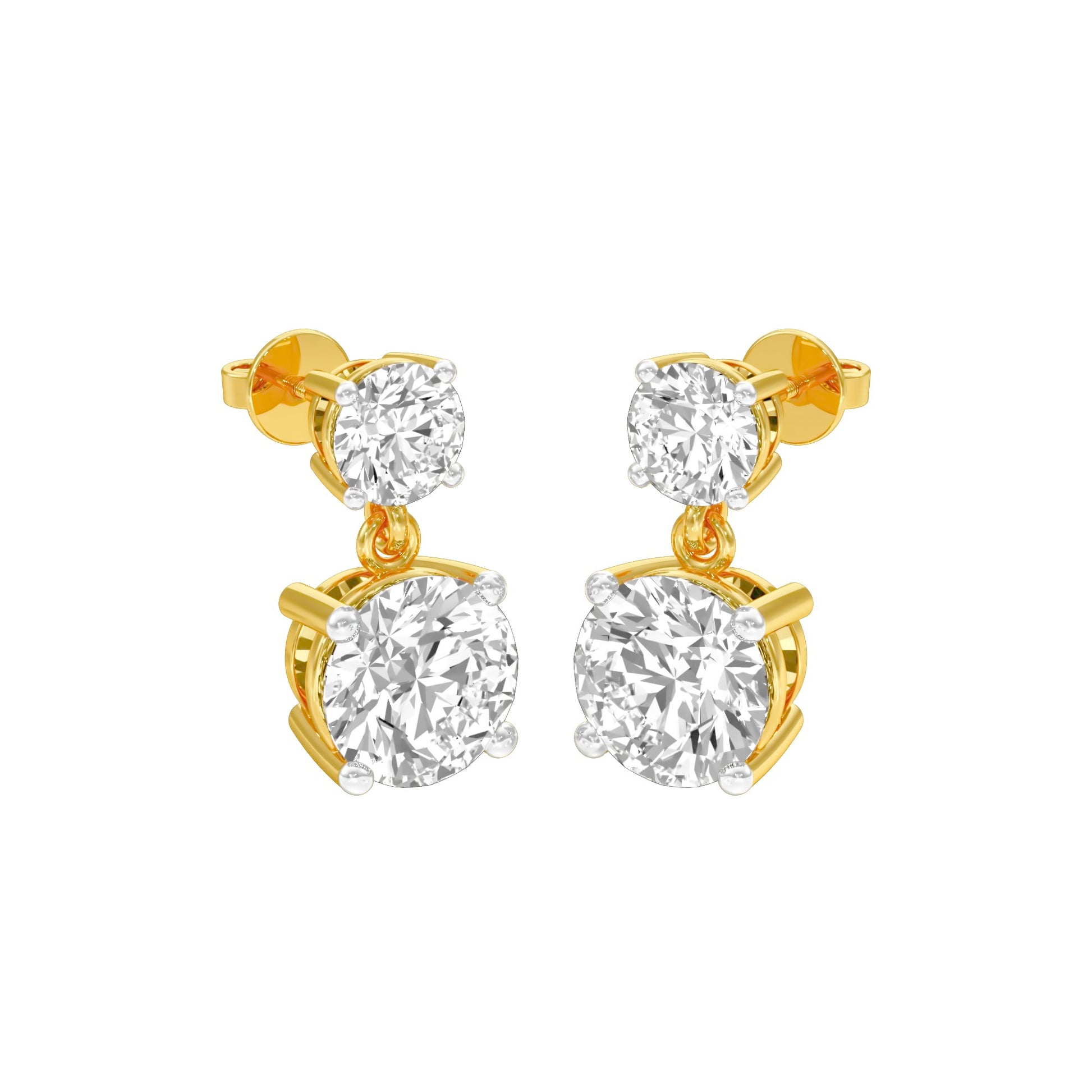 Twin Round Dimaond Stud Earrings 18 KT / Yellow Gold