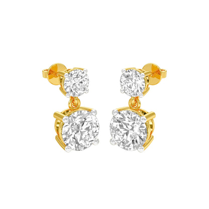 Twin Round Dimaond Stud Earrings 18 KT / Yellow Gold
