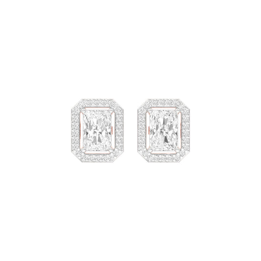 Emerald Window Diamond Stud Earrings