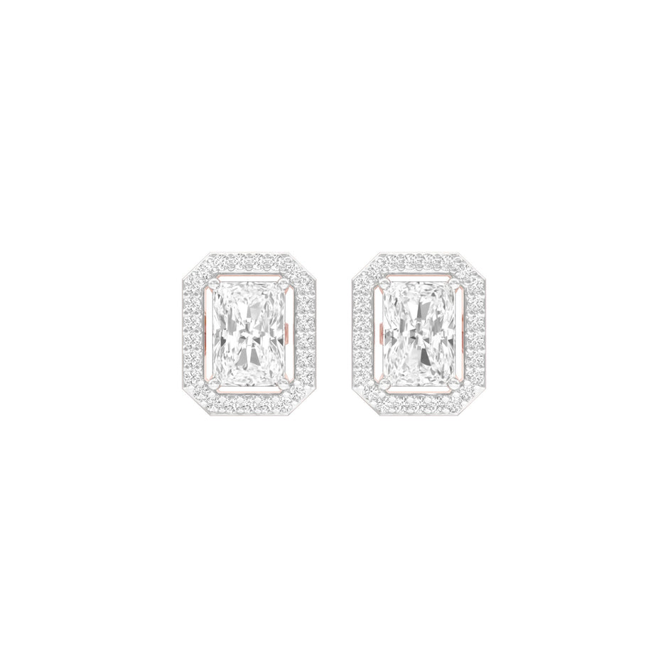 Emerald Window Diamond Stud Earrings