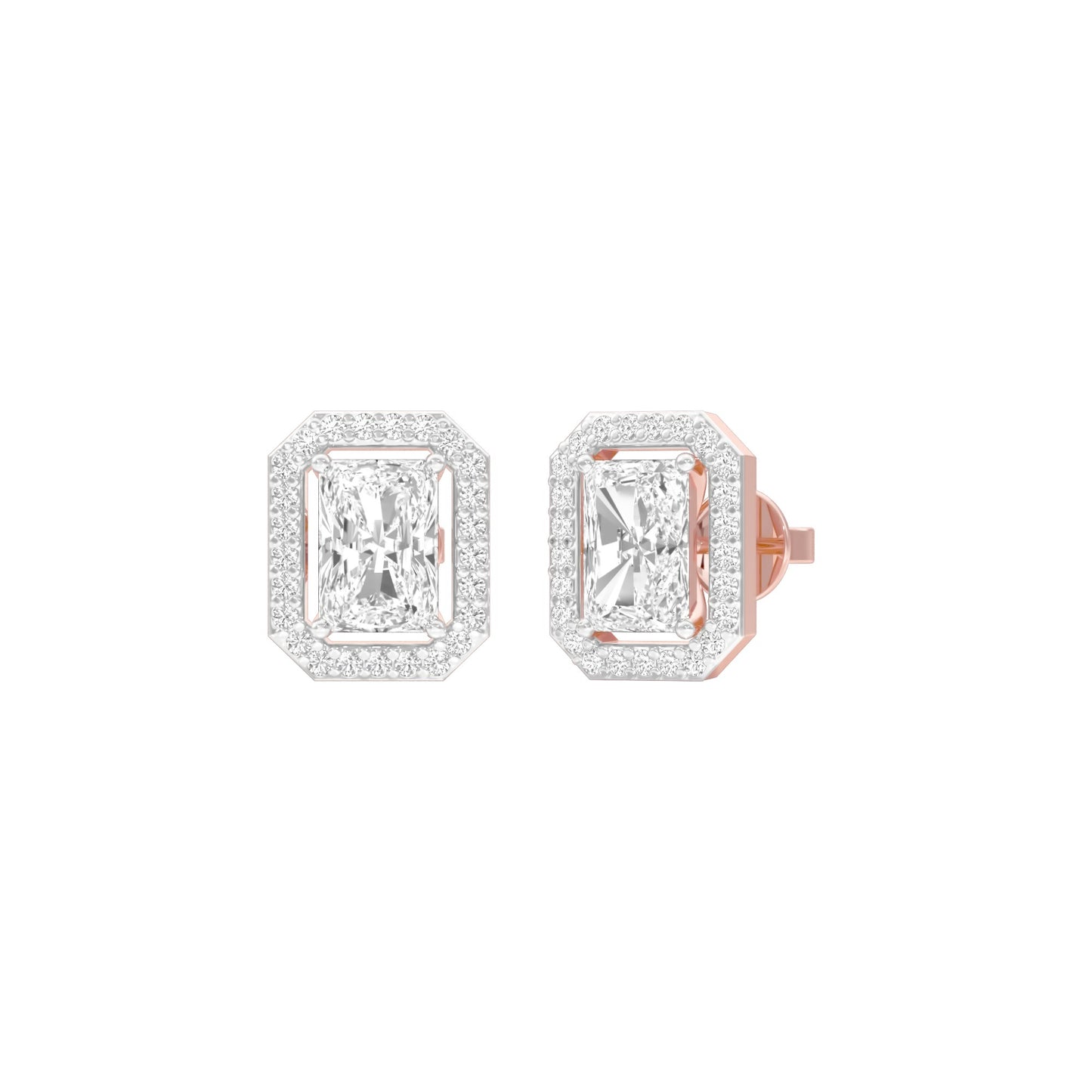 Emerald Window Diamond Stud Earrings 18 KT / Rose Gold