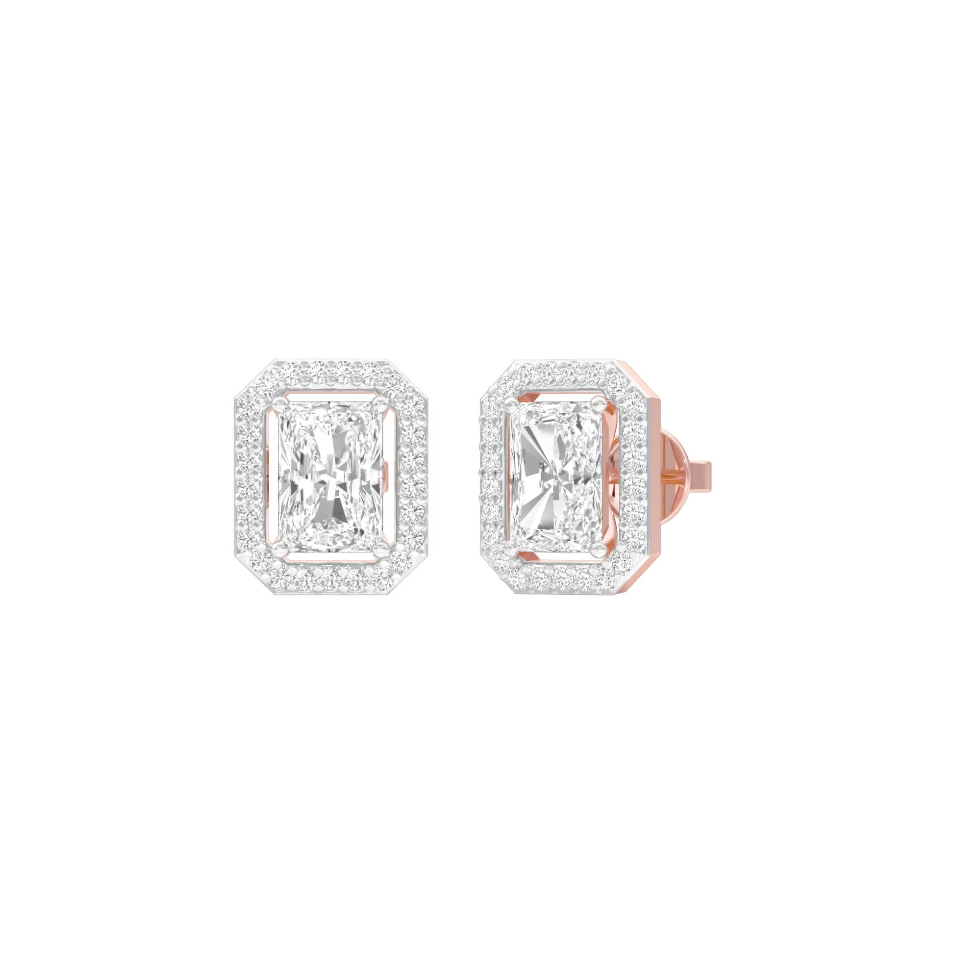 Emerald Window Diamond Stud Earrings 18 KT / Rose Gold