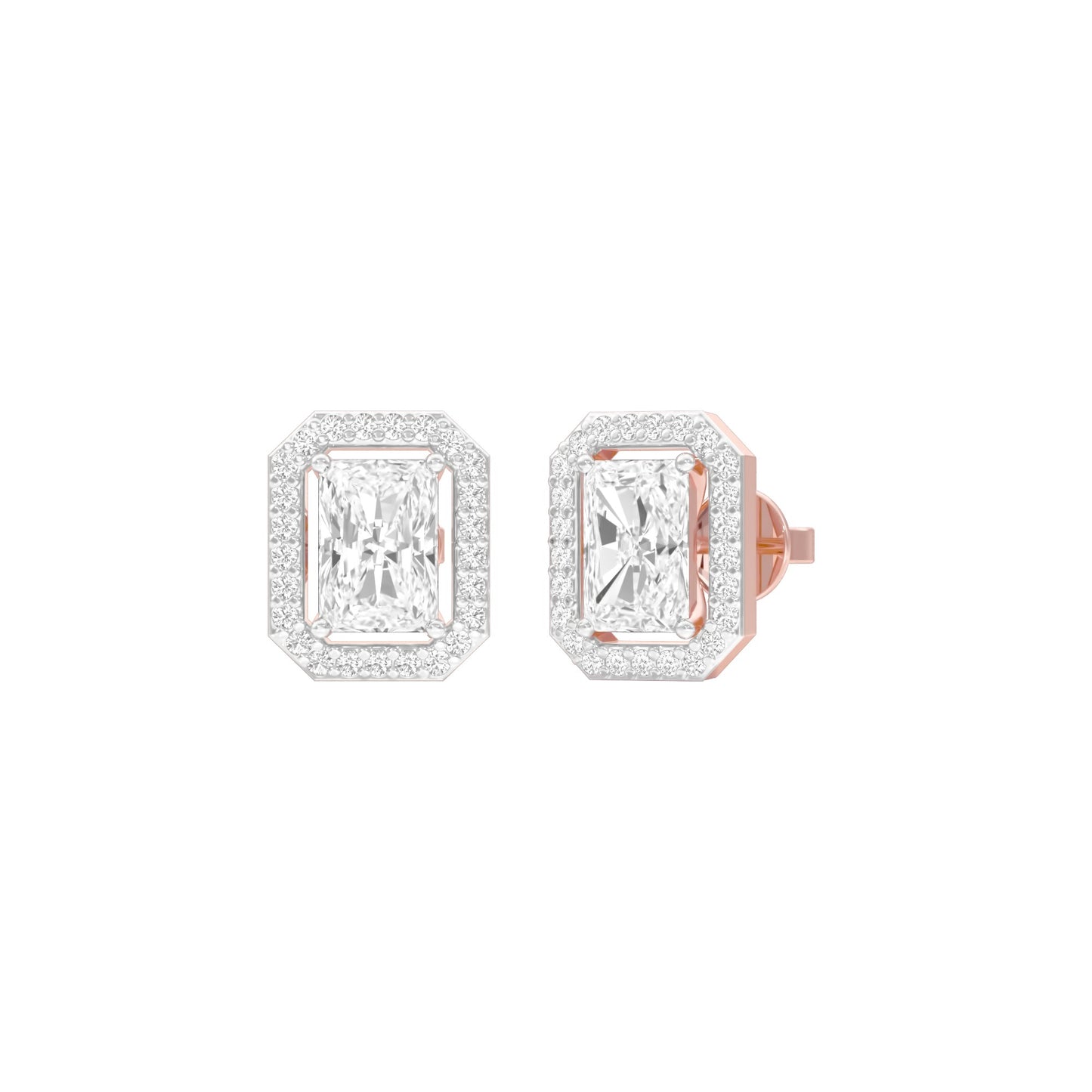Emerald Window Diamond Stud Earrings