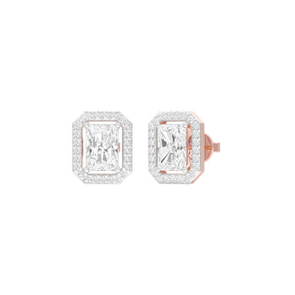 Emerald Window Diamond Stud Earrings