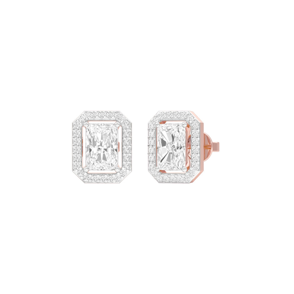 Emerald Window Diamond Stud Earrings