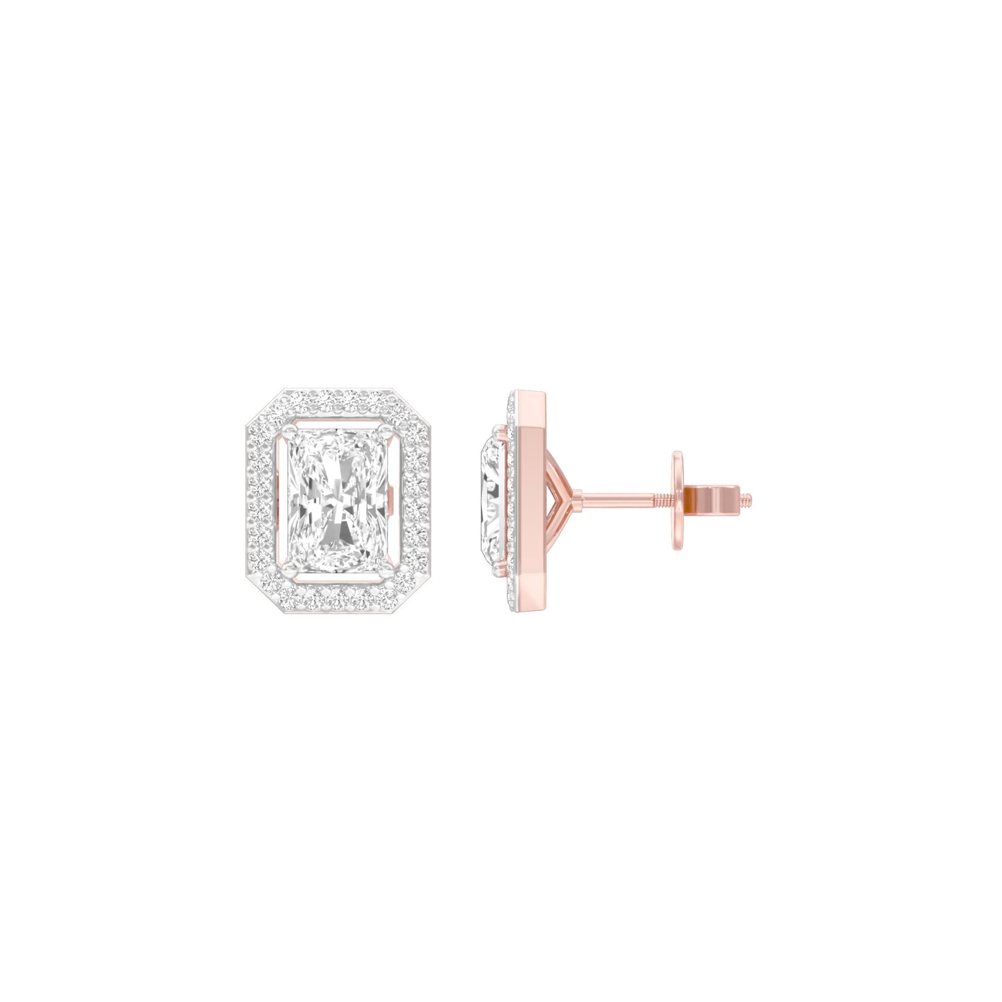 Emerald Window Diamond Stud Earrings 18 KT / Rose Gold