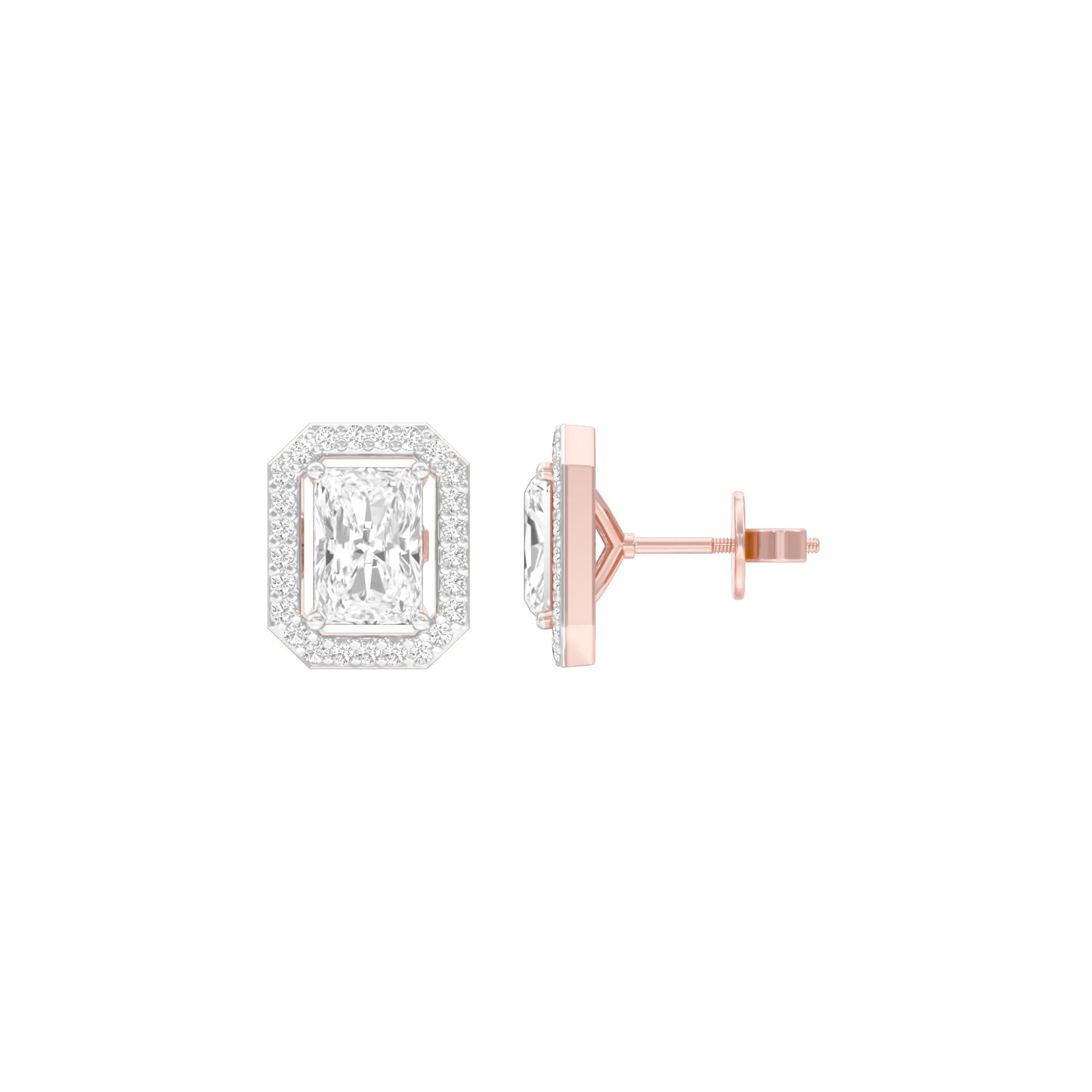 Emerald Window Diamond Stud Earrings